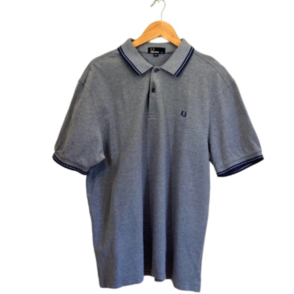 Men's Fred Perry twin-tipped polo shirt marled blue and white size XXL